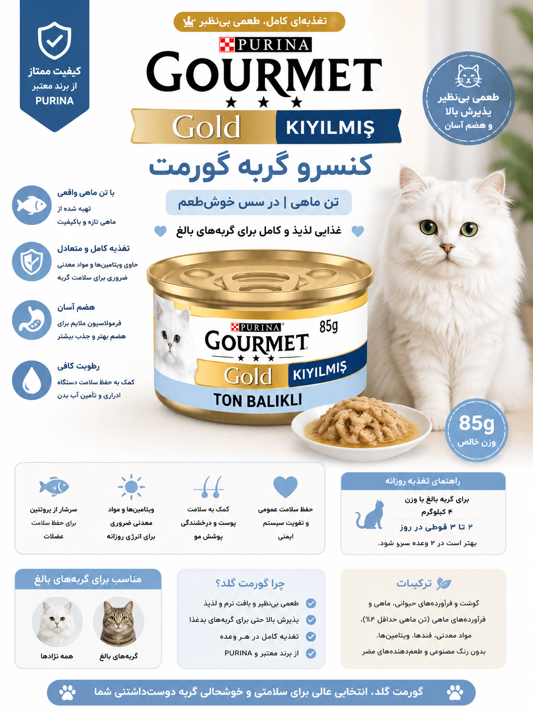 کنسرو گورمت پته گربه با طعم ماهی
